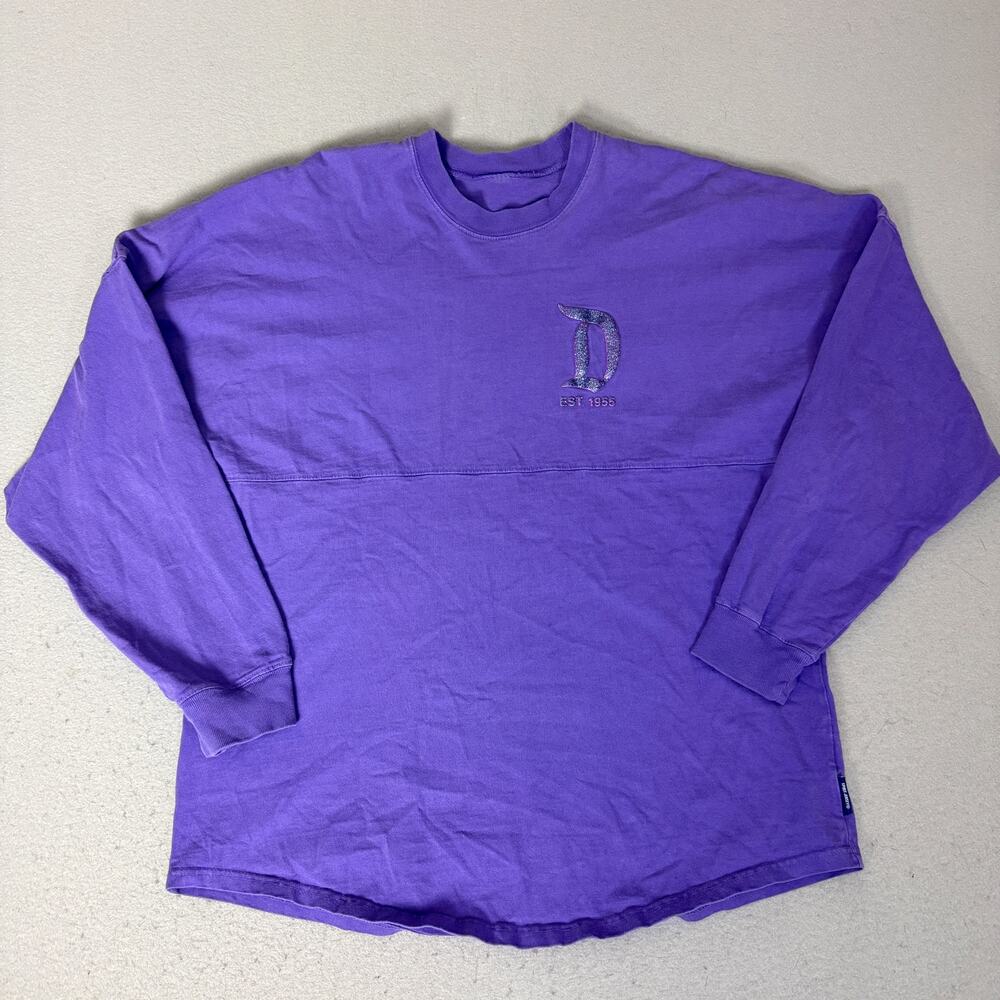 Disneyland Resort Spirit Jersey Purple Glitter Logo Long Sleeve Shirt Size S